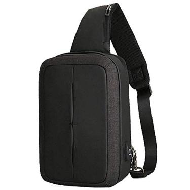 Imagem de Mochila de ombro Pano Oxford impermeável Bolsa de peito masculina Bolsa de ombro esportiva Bolsa de ombro USB anti-roubo Bolsa mensageiro, design espacial de várias camadas