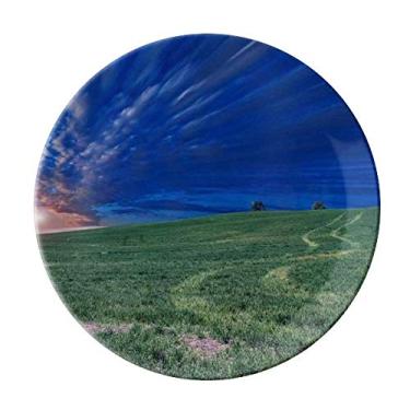 Imagem de Prato de jantar decorativo de porcelana verde e azul da Grassland Salver