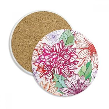 Imagem de Decoração colorida flor planta, pompão, porta-copos, caneca de mesa, pedra absorvente de proteção