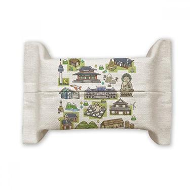 Imagem de Bolsa de linho de algodão com suporte para cobertura de papel para lenços faciais de atrações turísticas famosas na Coreia do Sul