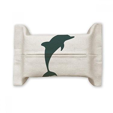 Imagem de Blue Ocean Bolsa de linho de algodão para lenços faciais com golfinho amigável ao dólar