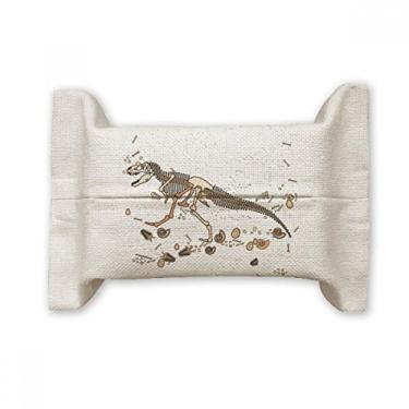Imagem de Bones Bone Bolsa de linho de algodão para lenços faciais de dinossauro em miniatura