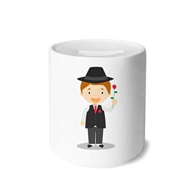 Imagem de DIYthinker Black Suit Argentina Caixa de Dinheiro com Desenho de Cerâmica Porta-Moedas Presente