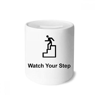 Imagem de DIYthinker Watch Your Step Black Symbol Pattern Caixa de Dinheiro Caixa de Cerâmica Porta-Moedas Presente