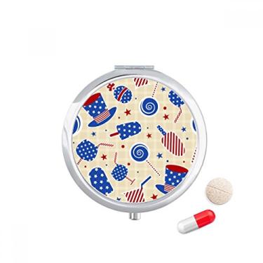 Imagem de USA Hat Candy, sorvete, estrela, festival, porta-comprimidos, caixa de armazenamento de remédios