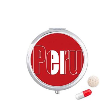 Imagem de Caixa de comprimidos com nome da bandeira do Peru de bolso, caixa de armazenamento de medicamentos