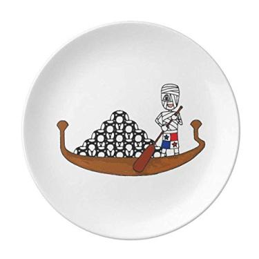 Imagem de Prato de madeira Panamá para barco múmia de futebol de porcelana decorativa Salver talheres Prato de jantar