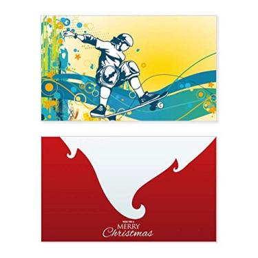 Imagem de Esporte Skateboard Ilustração Colorida, Feriado, Feliz Natal, Cartão de Parabéns, Mensagem de Letras de Natal