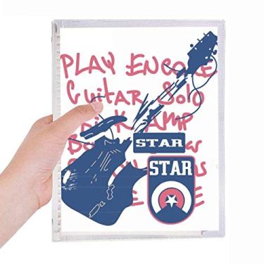 Imagem de Caderno com estampa de rabiscos para instrumento musical de guitarra, folhas soltas, diário recarregável, artigos de papelaria