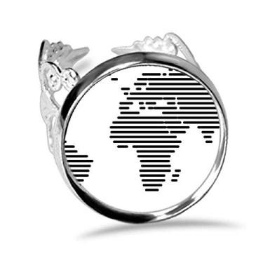 Imagem de DIYthinker Anel de noivado simples com estampa de mapa múndi ajustável com amor