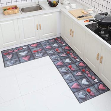 Imagem de Jun Jiale Tapete de cozinha de qualidade premium, forro de borracha antiderrapante durável lavável tapete de chão, (50,8 x 119,4 cm) amor à primeira vista
