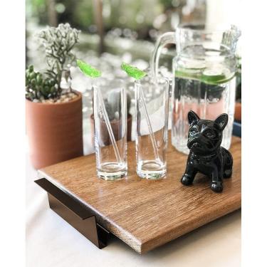 Imagem de Bandeja Decorativa para Sala de Jantar Linha Nexo 50x30cm em Madeira Corten