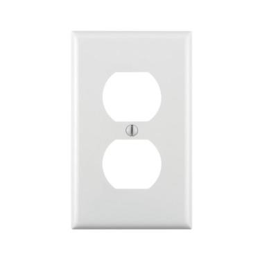 Imagem de Leviton 80703-W Placa de tomada de dispositivo duplex 1-Gang, tamanho padrão, nylon termoplástico, suporte de dispositivo, branco, 1 pacote
