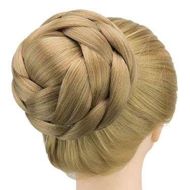 Imagem de IMISSU Capa de cabelo chignon trançada tamanho grande rosquinha apliques de cabelo scrunchie coque peruca updo (M3 Mistura de cobre)