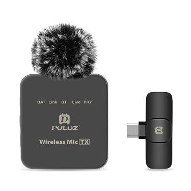 Imagem de CIADAZ Sistema de microfone sem fio PU646B com 1 receptor e 1 transmissor Alcance de transmissão de 10M Substituição de bateria integrada para telefones Android Computador Laptop Câmera para streamin