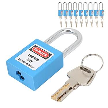 Imagem de Fechaduras De Bloqueio E Etiquetagem, 10 Cadeados De Segurança, Cadeados Loto Com Chave Diferente, Cadeados Loto Para Bloqueio De Etiqueta, Estação De Kits(Azul)