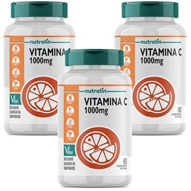 Imagem de Vitamina C 1000mg 60 Comprimidos Acido Ascorbico Vegano Nutralin - Kit 3