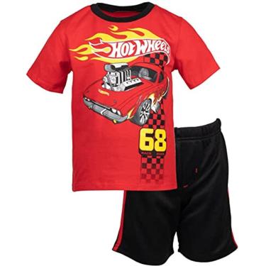 Imagem de Hot Wheels Big Boys Camiseta gráfica & Malha Shorts Conjunto Preto / Vermelho 14-16