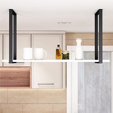 Imagem de Rack de vinho suspenso em casa e cozinha - Rack de teto para plantas de madeira maciça, rack de vinho suspenso branco simples, estante suspensa de parede LOFT, rack de exibição de armário de vinho de
