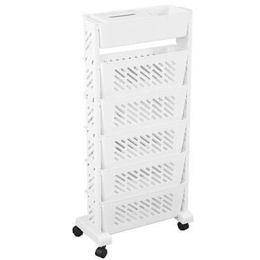 Imagem de Vikye Estante de livros móvel, organizador de pasta de arquivos móvel, organizador utilitário para crianças, estudantes (6 camadas)