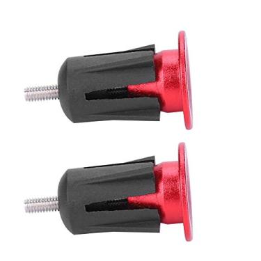 Imagem de ASHATA 1 par de plugues de extremidade de barra de bicicleta, liga de alumínio de liga de bicicleta, tampas de extremidade de barra, acessório de bicicleta (vermelho)