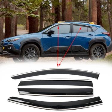 Imagem de APEXRA 4 peças para Subaru Crosstrek 2024 viseira de janela protetor de chuva defletor cromado acabamento fumê