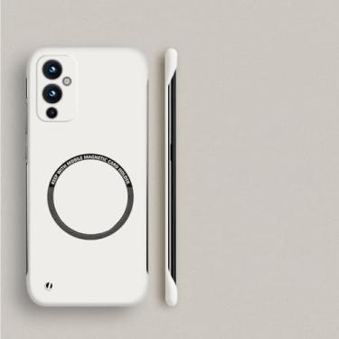 Imagem de Capa de telefone magnética sem moldura para PC rígido para Oneplus 10 Pro 9R 9RT 10R 10T 11 9 8T 7T 8 7 Pro Capa fina fosca, marfim, para OnePlus 10 Pro