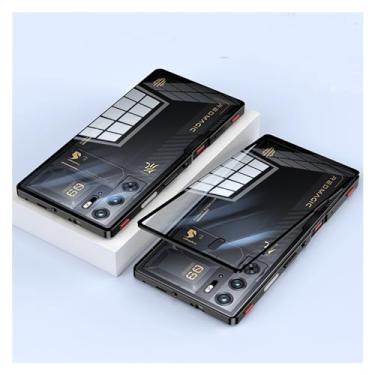 Imagem de Magnetic Tempered Glass Case Aluminium Alloy Bumper Cover for ZTE Nubia Red Magic 9 Pro/RedMagic 9 Pro Plus (Color : Black, Size : For 9Pro)
