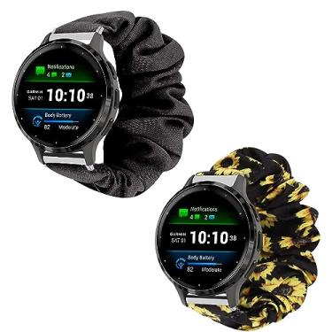 Imagem de Compatível com Garmin Venu 3S Band, Lamshaw 18 mm de tecido de liberação rápida elástico elástico para mulheres lindas pulseiras de substituição compatíveis com Garmin Venu 3S 41 mm / Venu 2S / Forerunner 265S / Forerunner 255S / 255S Music / Rey / Vivomove 3S / Captain Marvel Smartwatch Vader (paco