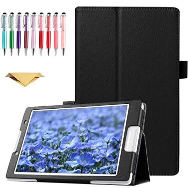 Imagem de QYiiD Capa Lenovo Tab2 A10-70, capa fina de couro PU com suporte dobrável com função hibernar/despertar automática para tablet Lenovo Tab 2 A10-70, Tab 10 (TB-X103F) de 10,1 polegadas, preta