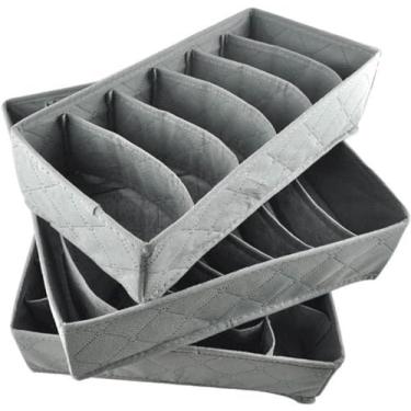 Imagem de Organizadores de gaveta de 3 pacotes para roupas, organizador de roupas íntimas, divisórias organizadoras, cesta de armazenamento de cômoda dobrável, caixas de armazenamento de armário para sutiã, mei