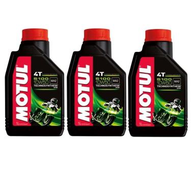 Imagem de Kit 3 Oleo Motul 5100 10w50 Semi Sintético Moto 4t API SL
