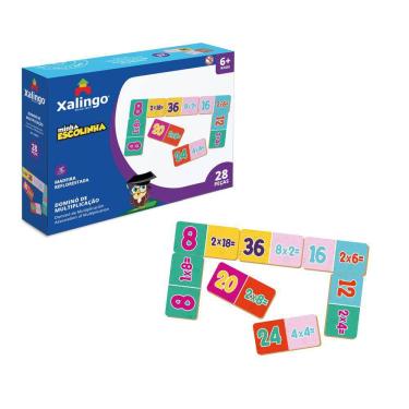 Imagem de Dominó de Multiplicação Minha Escolinha 28 peças Xalingo