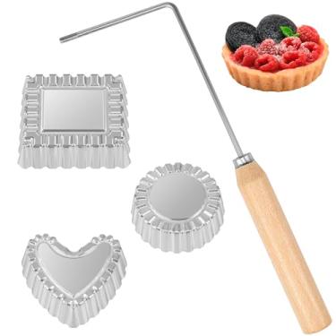 Imagem de Molde Bunuelos com de madeira, molde de alumínio para fazer biscoitos Bunuelos, máquina de roseta destacável, conjunto de ferro timbale roseta, molde Achappam para cozinha e cozimento (4 peças)