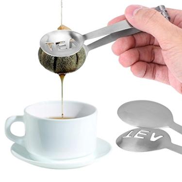 Imagem de Pinças de chá YEmirth, 1 peça mini pinças redondas de aço inoxidável para saquinho de chá saco de chá coador de ervas colher mini pega de açúcar ferramenta de barra de cozinha