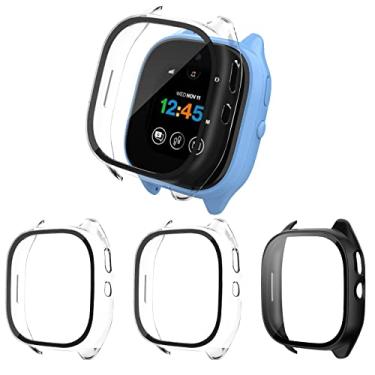 Imagem de [Pacote com 3] Capa compatível com protetor de tela Gizmo Watch 3 para crianças, capa de vidro temperado compatível apenas com Verizon Gizmo Watch 3 (transparente + preto)