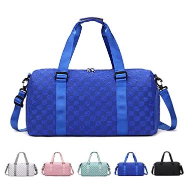 Imagem de HiGropcore Bolsa de ginástica para mulheres, bolsa esportiva para mulheres, bolsas esportivas masculinas, à prova d'água, esportiva, bolsa de ginástica com carrinho, Azul