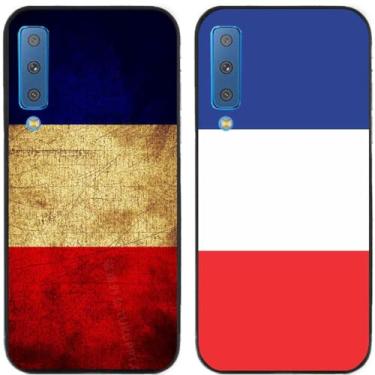Imagem de 2 peças retrô bandeira da França impressa TPU gel silicone capa de telefone traseira para Samsung Galaxy (Galaxy A7 2018)