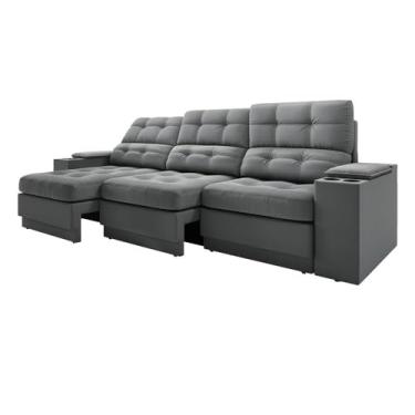 Imagem de Sofá com Usb Retrátil e Reclinável Eureka 2,30m Grafite