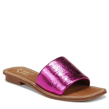 Imagem de Franco Sarto Sandália rasteira feminina Tina Fashion Slide, Couro rachado rosa metálico, 6