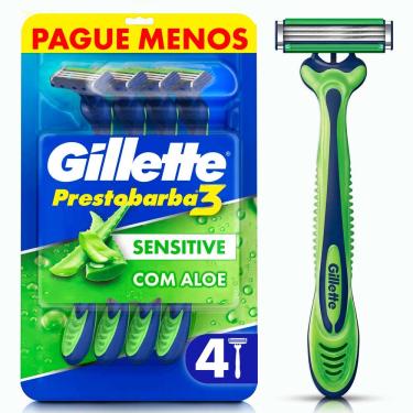 Imagem de Aparelho de Barbear Gillette Prestobarba 3 Sensitive Aloe Vera 4 unidades 4 Unidades