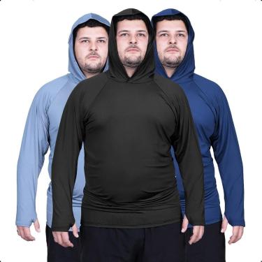 Imagem de Kit 3 Camisas Plus Size Segunda Pele Proteção Uv+50 Dry-Masculino
