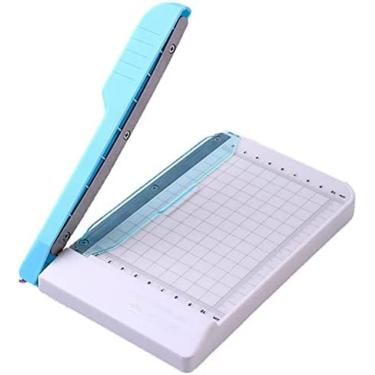 Imagem de Cortador de papel pequeno, ferramentas manuais - mini cortador de papel guilhotina com proteção automática de segurança para artesanato, etiqueta de cupom, fotos de plástico, filme, papelão,