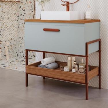 Imagem de Gabinete para Banheiro com Cuba Hana Espresso Móveis Pistache