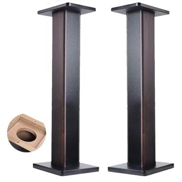 Imagem de Suportes de chão para alto-falantes autônomos universais - um par de caixa de estante tripé de madeira HIFI Rack de enchimento de areia com absorção de choque forte suporte de chão de som, m