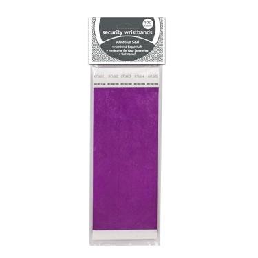 Imagem de C-Line Pulseiras de segurança Dupont Tyvek, roxo, pacote com 100 (89109)