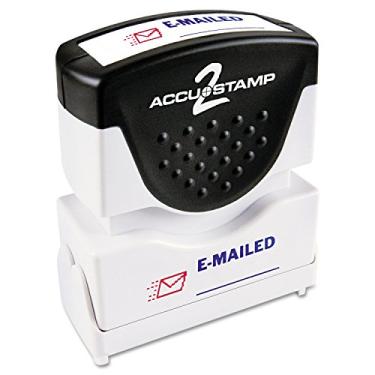Imagem de Carimbo de mensagem ACCU-STAMP2 com obturador, 2 cores, EMAILED, impressão de 3,5 x 1,2 cm, pré-tinta, tinta azul e vermelha (035541)