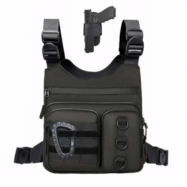 Imagem de Bolsa de peito para esportes ao ar livre patenteada original dos EUA para homens e mulheres, colete de corrida de grande capacidade com bolso para garrafa de água, confortável mãos livres EDC para