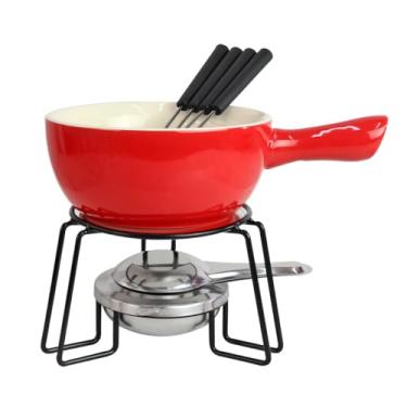 Imagem de Jogo Panela Conjunto Fondue 8 Peças Cerâmica Sofisticado (VERMELHO)