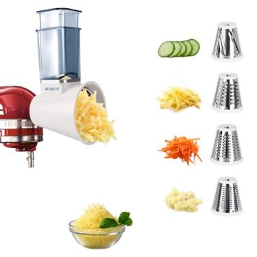 Imagem de Acessório de triturador e fatiador Airpro para batedeira Kitchenaid Stand Mixer, máquina de salada com cortador de vegetais, fatiadores de alimentos, ralador de queijo, lavável na lava-louças, azul